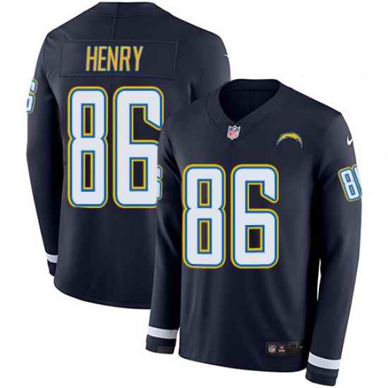 Nike Chargers #86 Hunter Henry Navy Blue Team Color Men Stitched NFL Limited Therma Long Sleeve Jersey